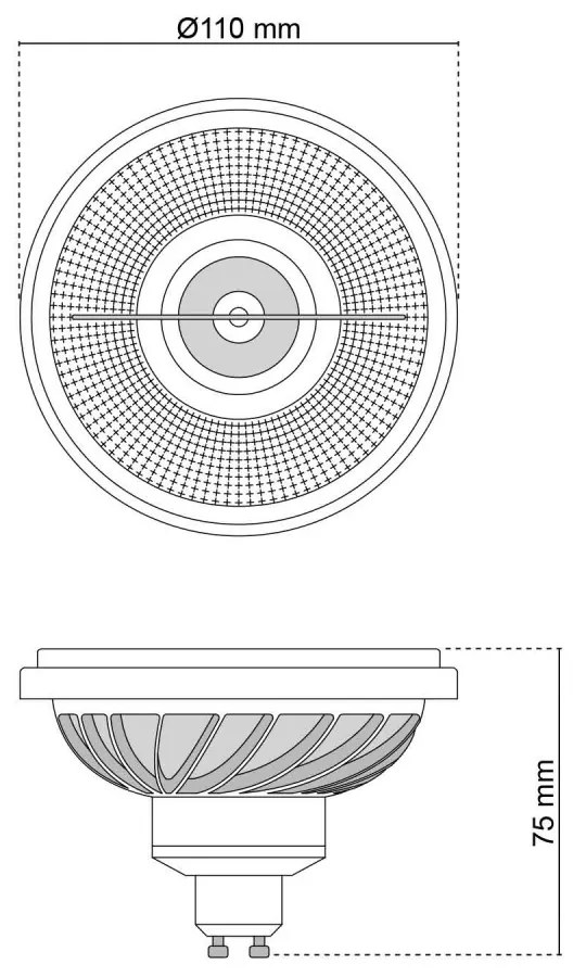 Lampada LED AR111 15W, angolo 45°, CRI92, No-Flickering Colore  Bianco Naturale 4.000K