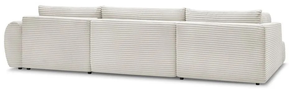 Divano angolare color crema allungabile/con contenitore (con penisola a sinistra/a U) con rivestimento in velluto a coste Lucien – Bobochic Paris