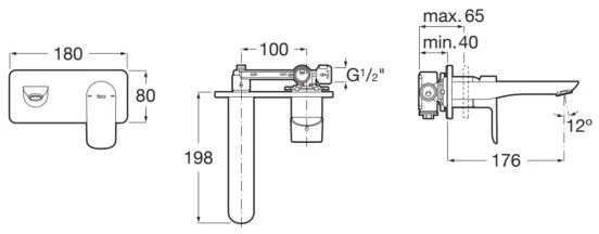 Roca A5A356EC00 - Miscelatore per vasca da incasso CALA, cromo lucido