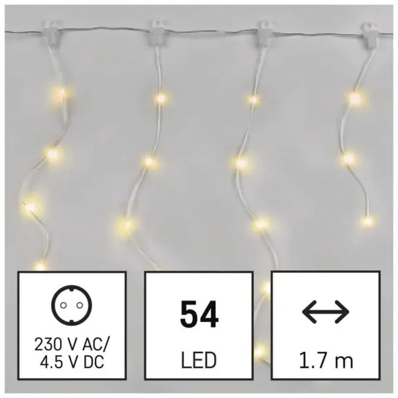 Catena luminosa LED per esterni 54 LED/8 funzioni 6,7 x 0,7 m IP44 bianco caldo