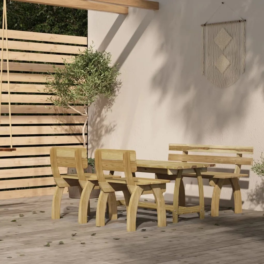 Set da pranzo da giardino 4 pz in legno di pino impregnato