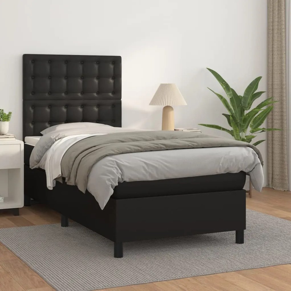 Giroletto A Molle Con Materasso Nero 100x200 Cm İn Similpelle /
