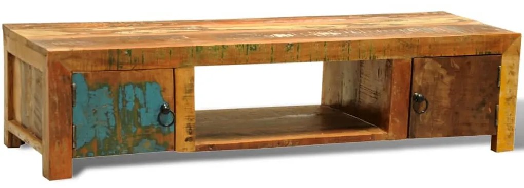 Mobiletto tv con 2 ante in legno di recupero vintage