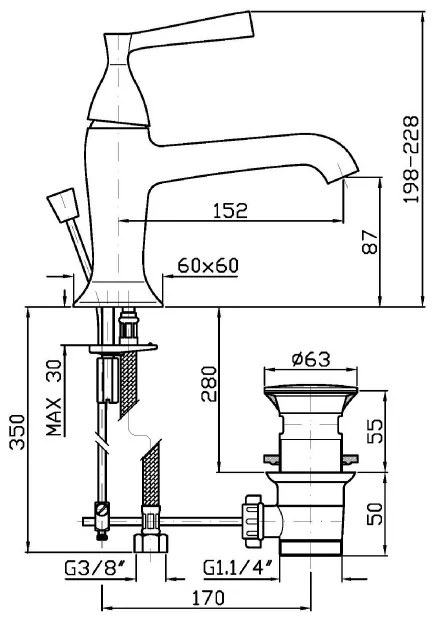 Miscelatore Monocomando Lavabo con scarico cromo Zucchetti Bellagio ZP3193