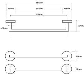 Sapho - Porta asciugamani a parete X-ROUND 6,5x65,5 cm cromo lucido