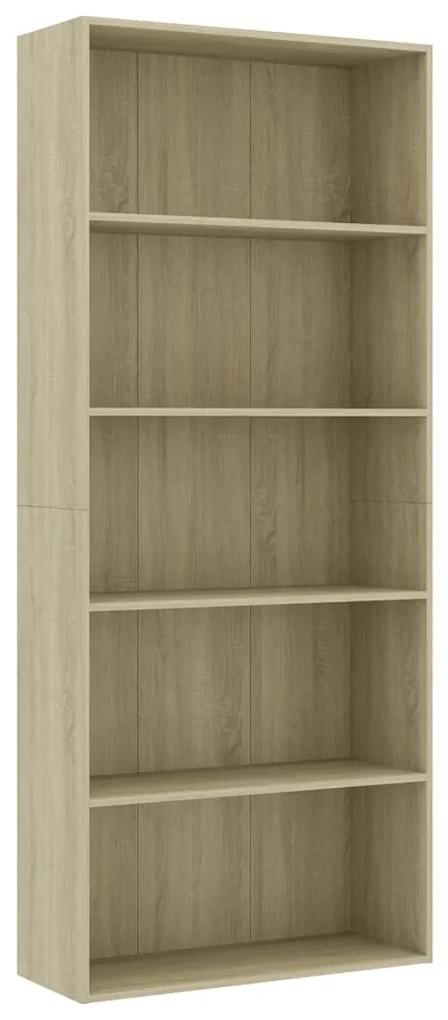 Libreria 5 ripiani rovere sonoma 80x30x189 cm legno multistrato