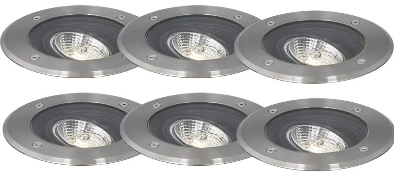 Set di 6 faretti da terra moderni in acciaio AR70 orientabili IP65 - Delux