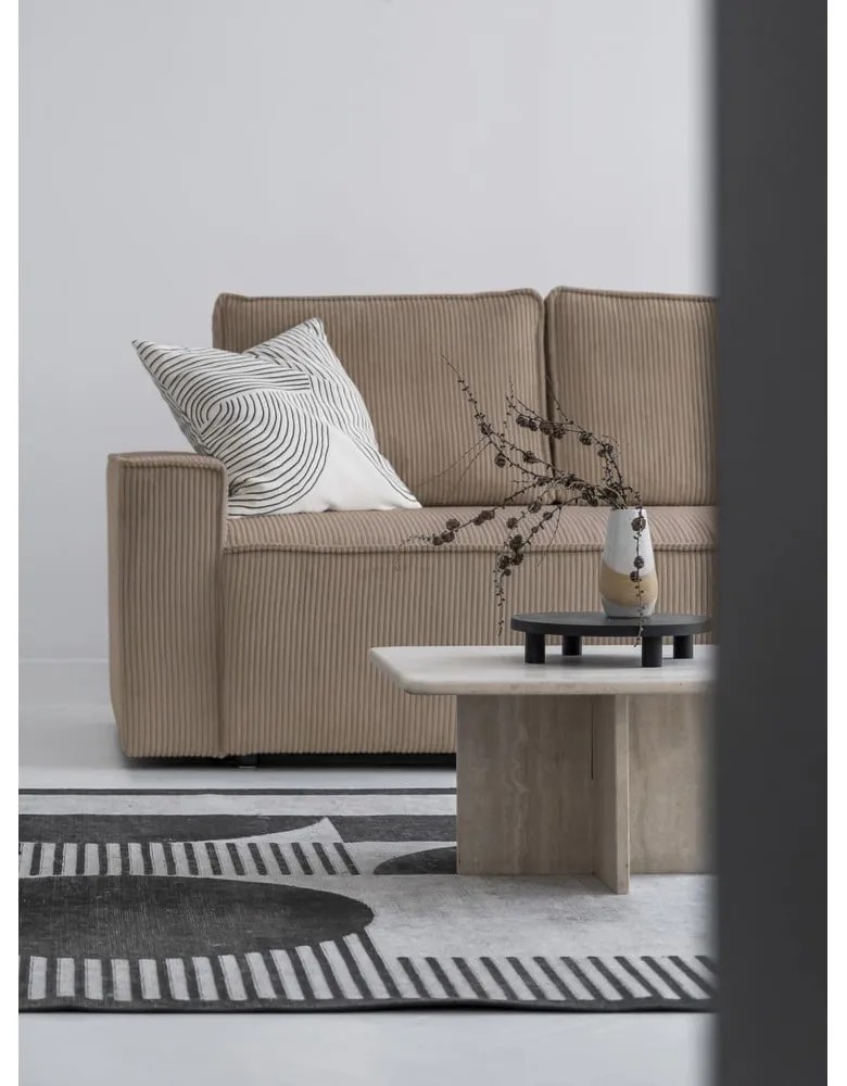 Divano letto angolare in velluto a coste beige Brave Dave - Miuform