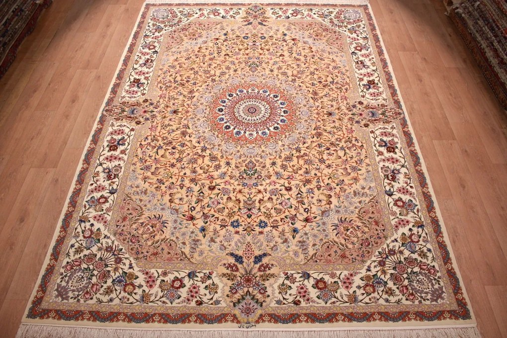 Isfahan Tappeto 250 x 360 (Iran) Annodato A Mano