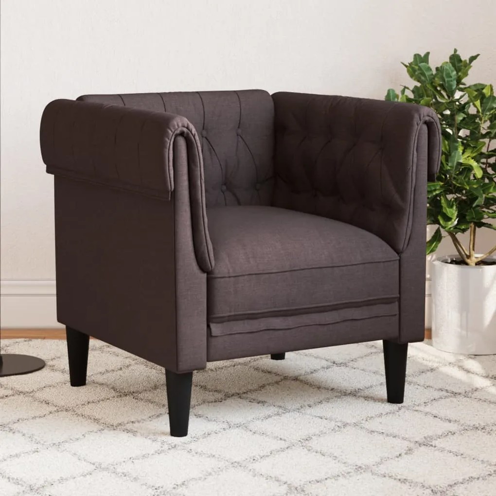 Poltrona Chesterfield Marrone Scuro İn Tessuto /