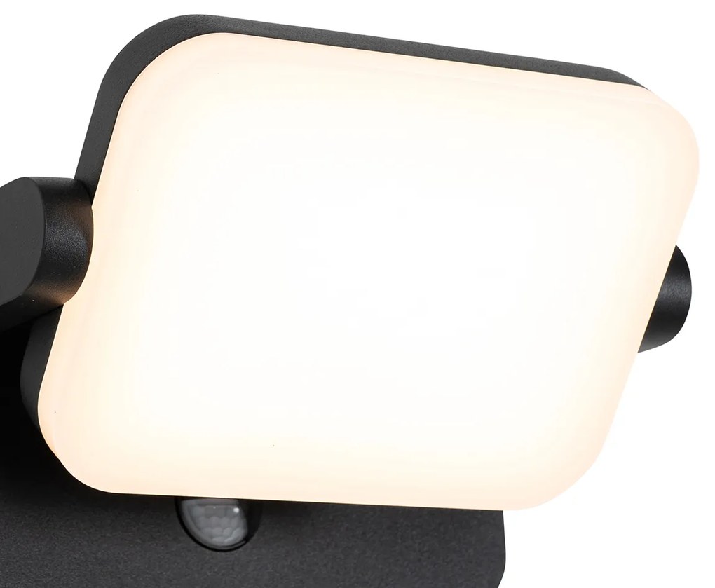 Lampada da parete per esterni nera con LED orientabile con sensore di movimento - Kamile