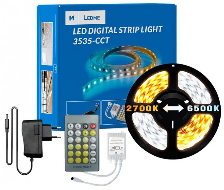 Kit Striscia Led 12V 30W SMD 3535 5 metri x IP20 con telecomando CCT Temperatura colore regolabile 3000K-6000K M LEDME