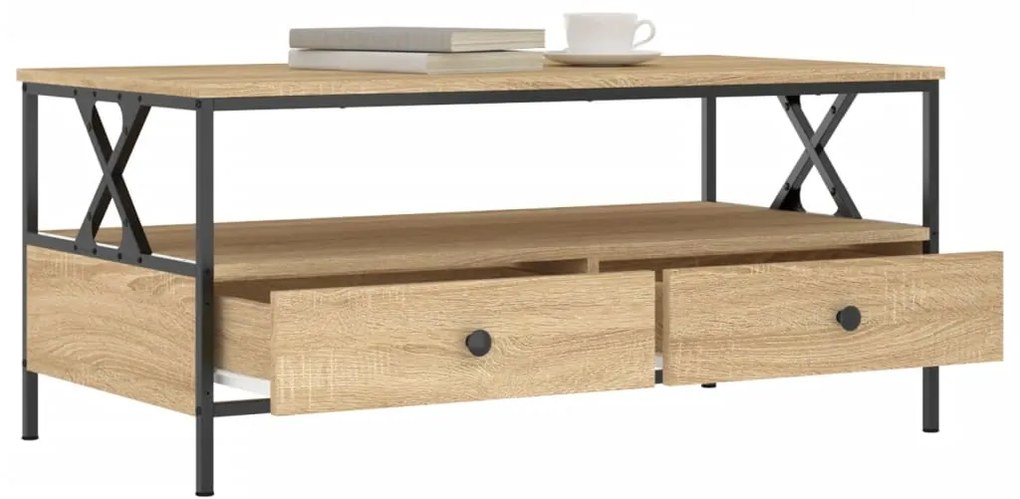 Tavolino da salotto rovere sonoma 100x51x45cm legno multistrato