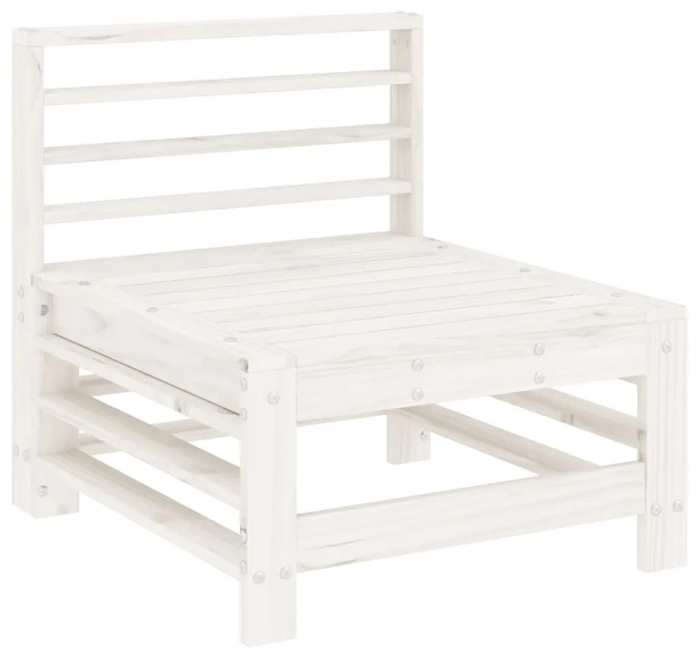 Set salotto da giardino 5 pz bianco in legno massello di pino