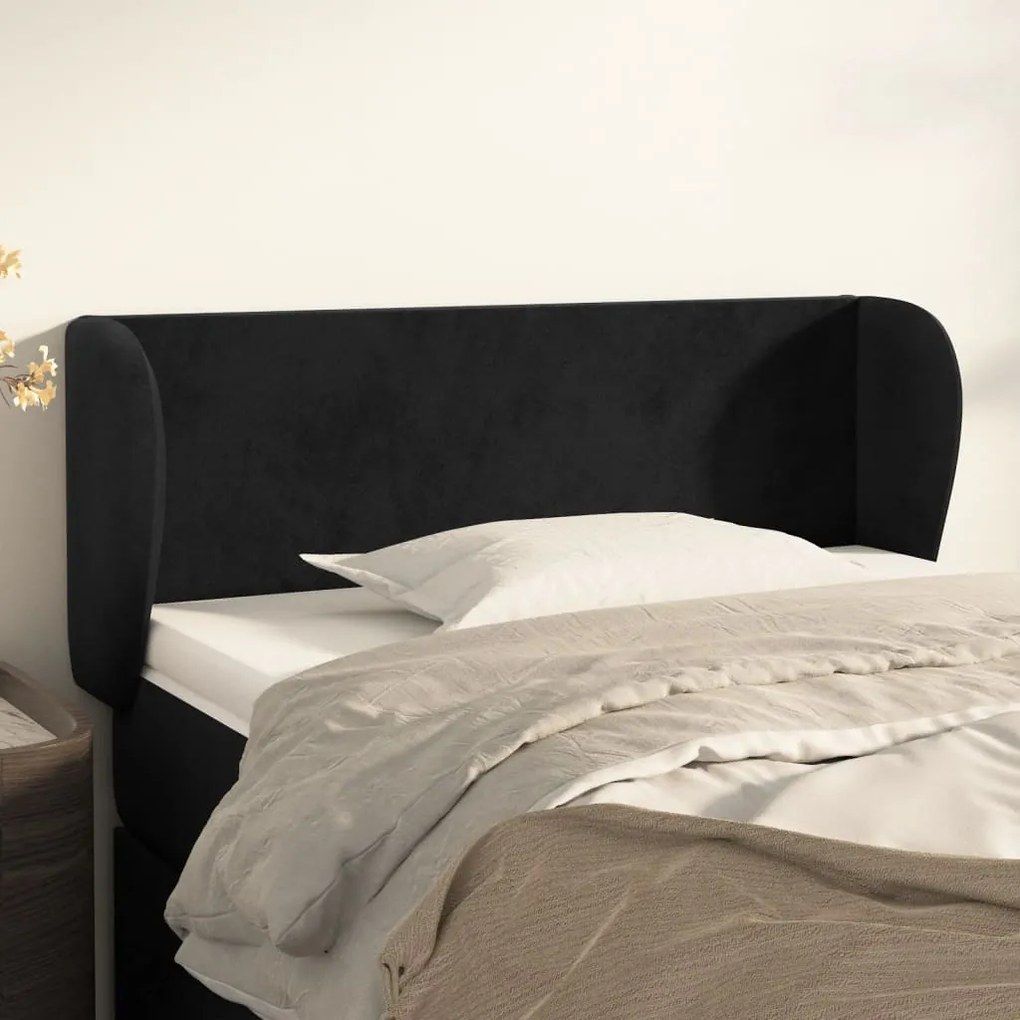 Testiera Ad Orecchio Nera 83 X 23 X 78/88 Cm İn Velluto /