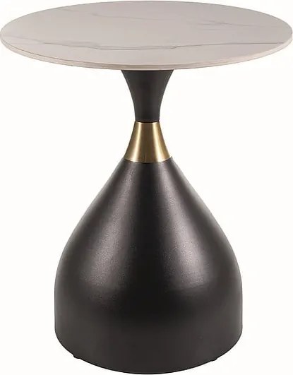 Tavolino da caffè Virgo effetto marmo bianco/nero/oro - p50 x h57 cm