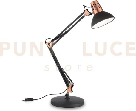 Wally lampada da scrivania 1 luce attacco e27 nero rame diffusore o...