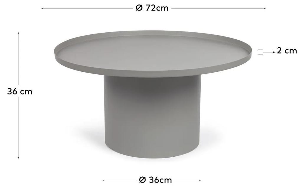 Kave Home - Tavolino rotondo Fleska in metallo grigio Ã˜ 72 cm