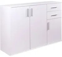 Cassettiera Mobile Armadietto 3 Porte 2 Cassetti Design Moderno Madia Bianco