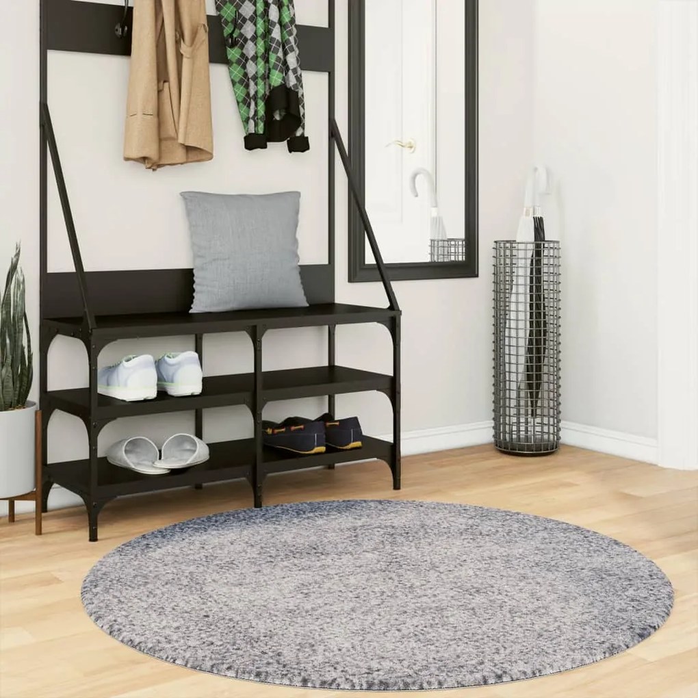 Tappeto Shaggy Pamplona A Pelo Lungo Moderno Blu Ø 120 Cm /