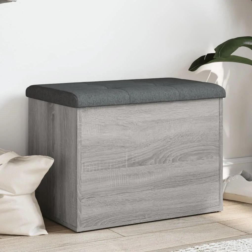 Panca Portaoggetti Grigio Sonoma 62x42x45 Cm Legno Multistrato /