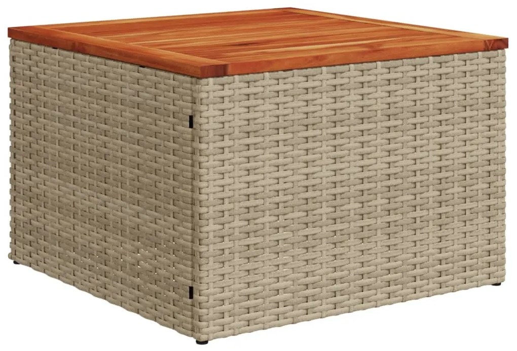 Tavolo da giardino beige 55x55x37 cm polyrattan e legno acacia