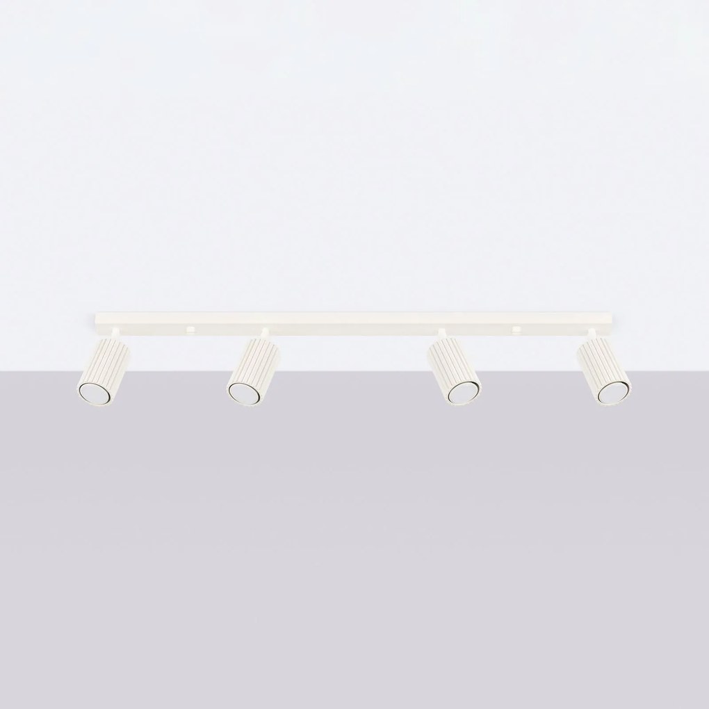 SOLLUX LIGHTING Faretto da soffitto in carbonio, beige, lunghezza 81 cm, alluminio, a 4 luci.
