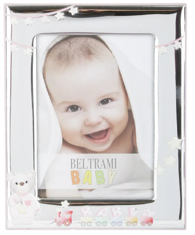 Portafoto bimba Orsetto trenino foto 10x15 cm Beltrami con argento Miro Silver