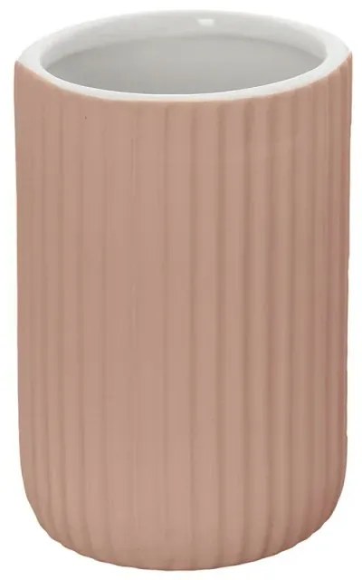 Portaspazzolini bagno dappoggio rosa in ceramica soft touch Spring