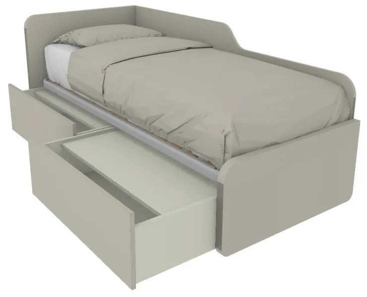 1064C - Letto singolo 80x190 con spalliera sagomata e cassettoni indipendenti