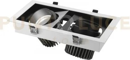 Incasso led apollo nero 60w 5800lm 3000k orientabile 35,5x18,8x7,7cm