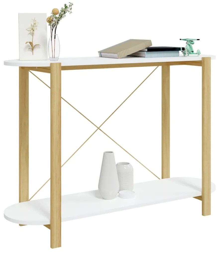 Tavolino consolle bianco 110x38x75 cm in legno multistrato