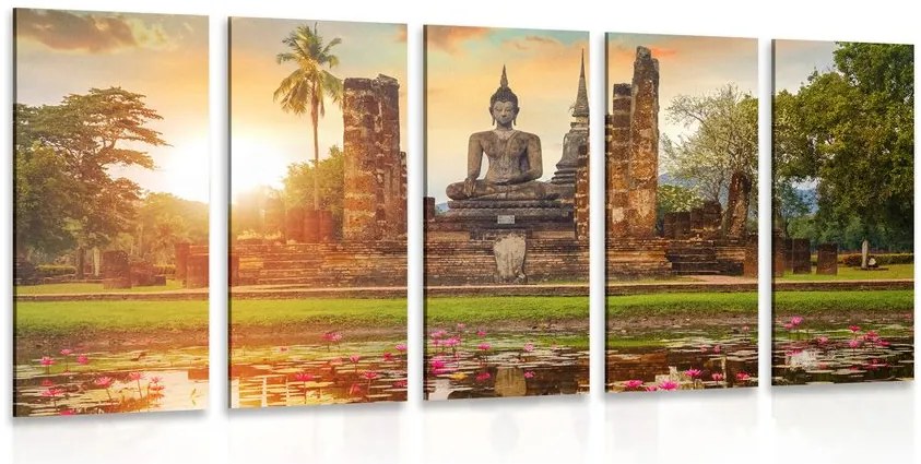 Quadri 5 pezzi – Statua di Buddha nel parco di Sukhothai