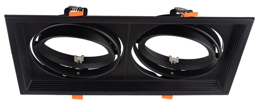 Faro da Incasso Orientabile Nero - 2 lampade AR111 Foro 315x163mm