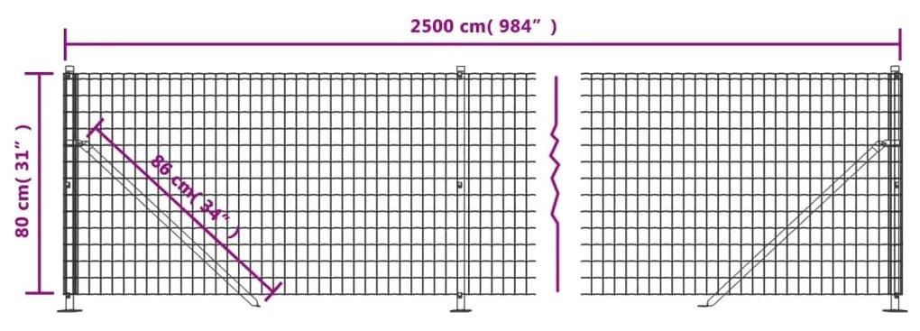 Recinzione Metallica con Flangia Verde 0,8x25 m