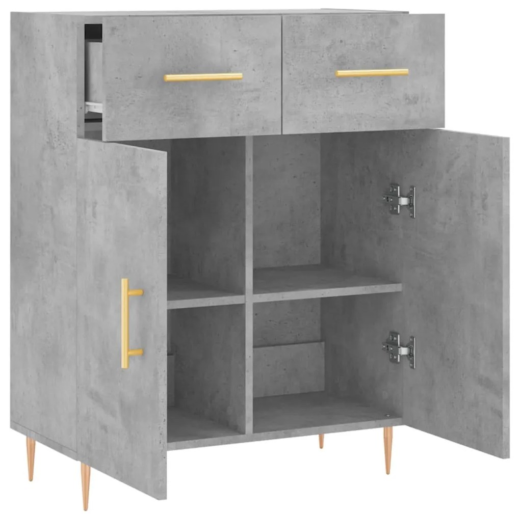 Credenza grigio cemento 69,5x34x90 cm in legno multistrato