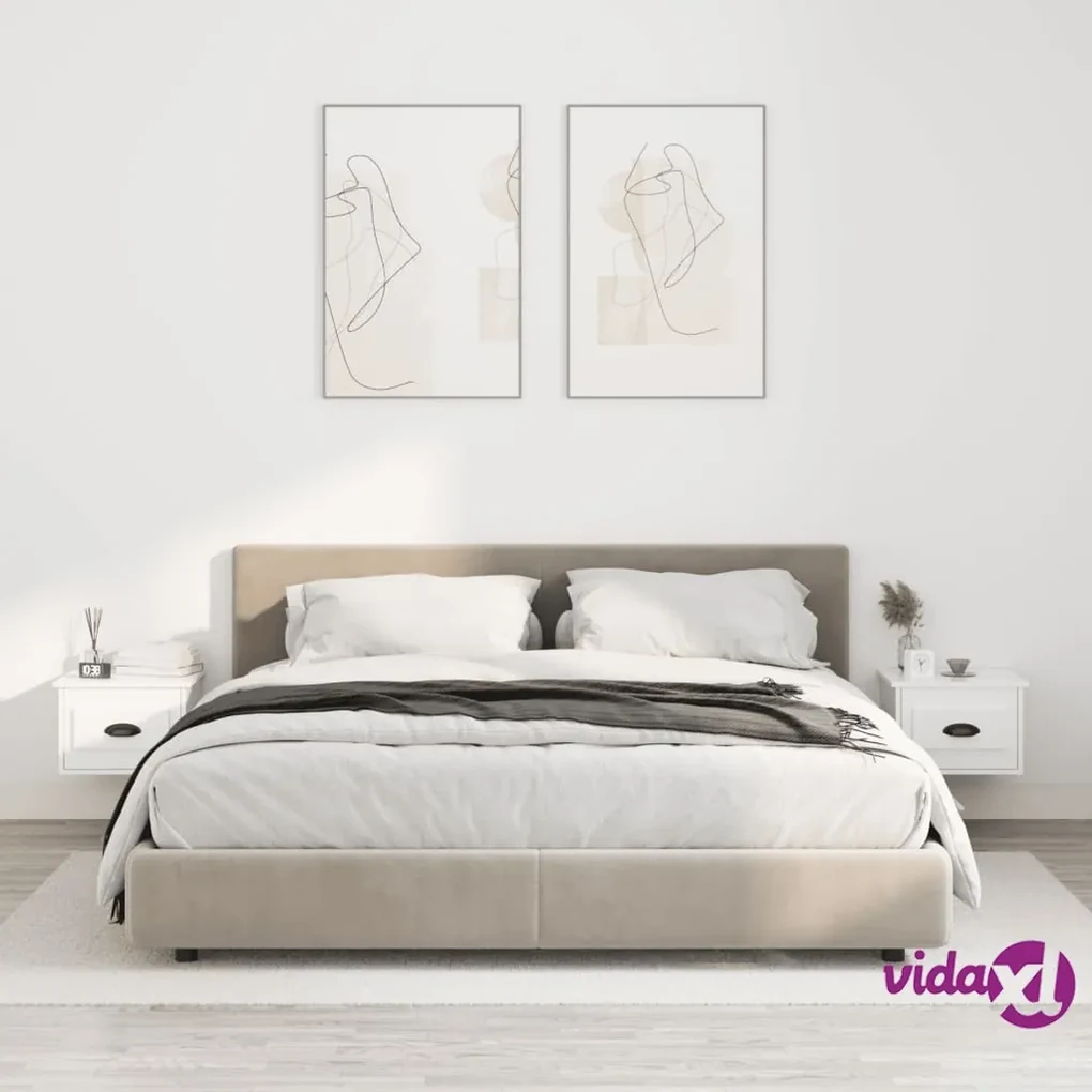 vidaXL Comodini a Parete 2 pz Bianco Lucido 41,5x36x28 cm