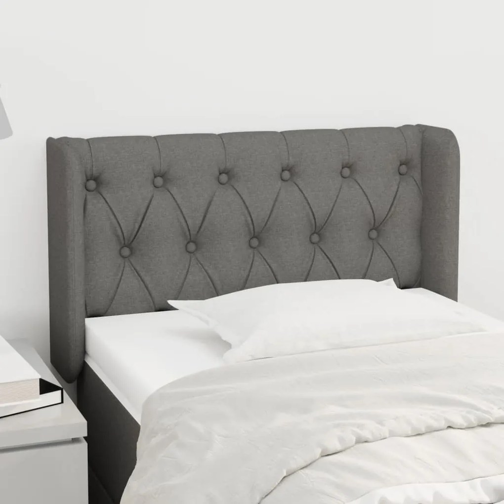 Testiera Ad Orecchio Grigio Scuro 83x16x78/88 Cm İn Tessuto /