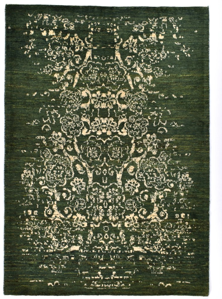 Loribaft Tappeto persiano 140x200 Verde (Iran) Annodato A Mano