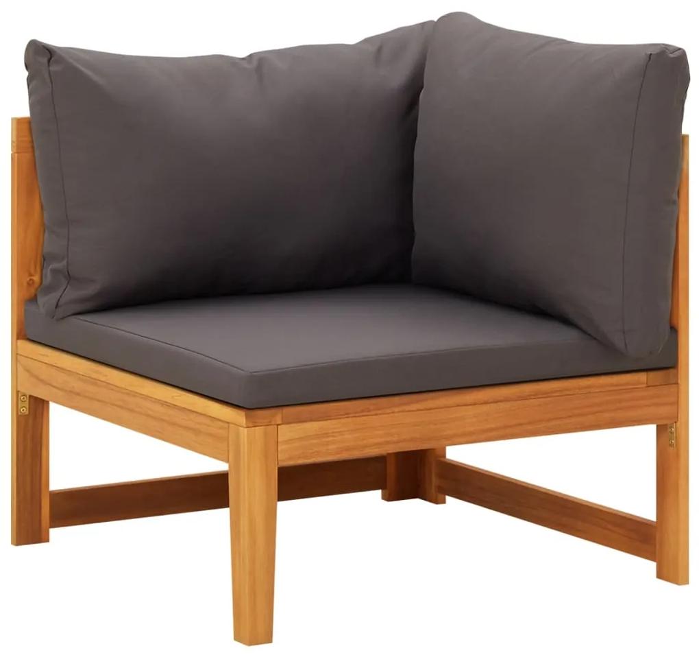 Set divani giardino 4 pz con cuscini grigio scuro legno acacia