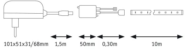 Paulmann 78980 - Striscia LED RGB/28W dimmerabile SIMPLED 10m 230V + TC