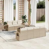 Set Divano da Giardino 8 pz con Cuscini Beige in Polyrattan 3252265