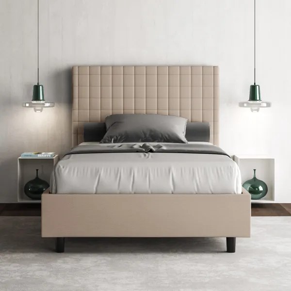 Letto senza rete imbottito 120x210 similpelle tortora Sunny