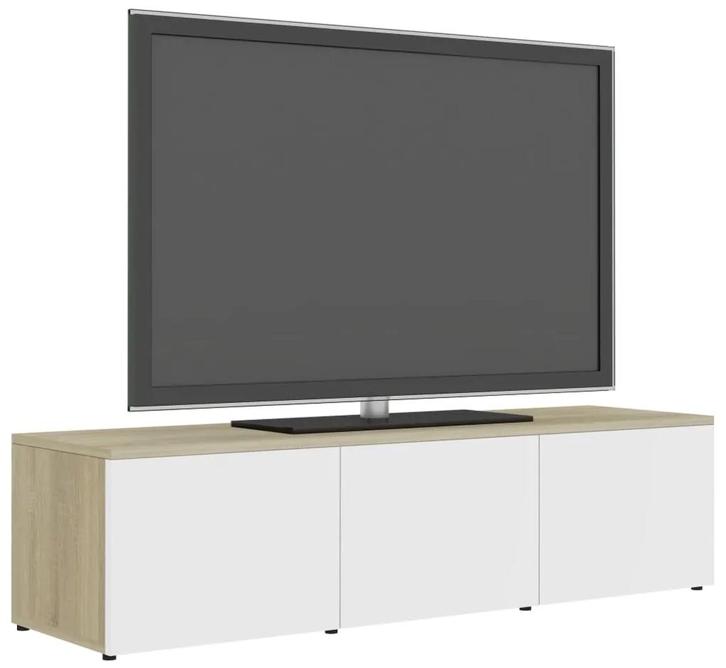 Mobile TV Bianco e Rovere Sonoma 120x34x30 cm Legno Multistrato