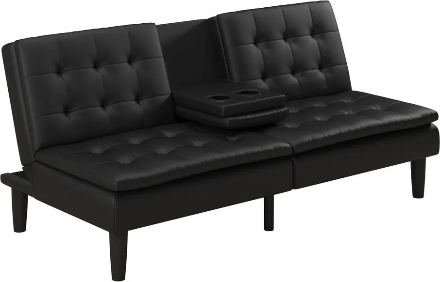 Divano letto nero in similpelle 191 cm Maine - Støraa