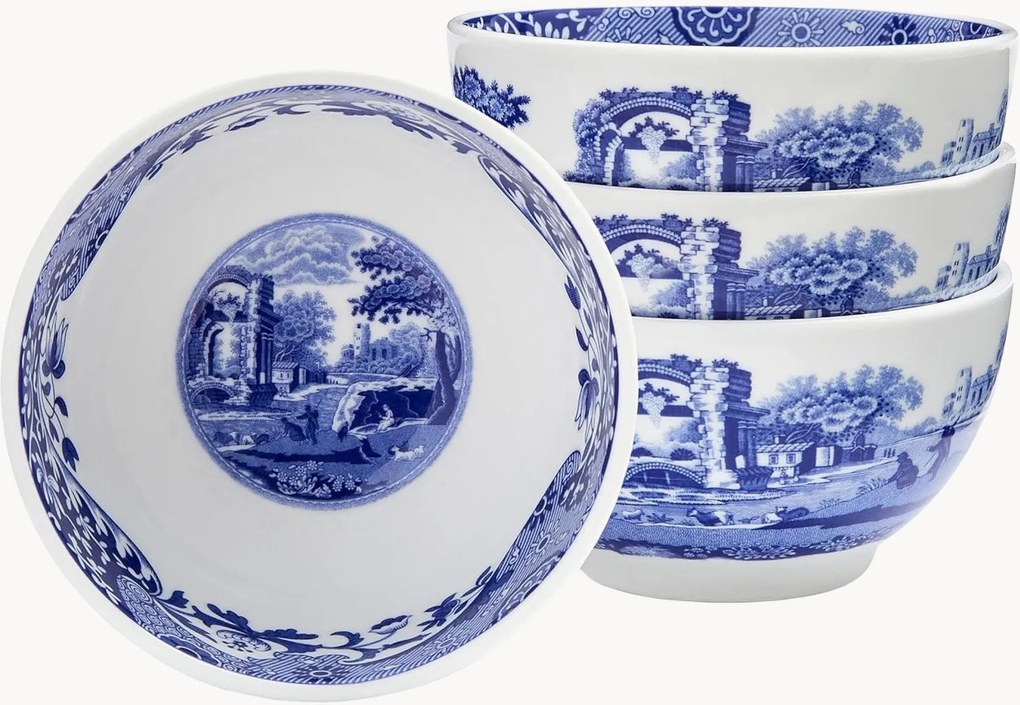 Set di 4 ciotole per salse in porcellana Blue Italian