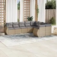 Set Divano da Giardino 9 pz con Cuscini Beige in Polyrattan 3221838