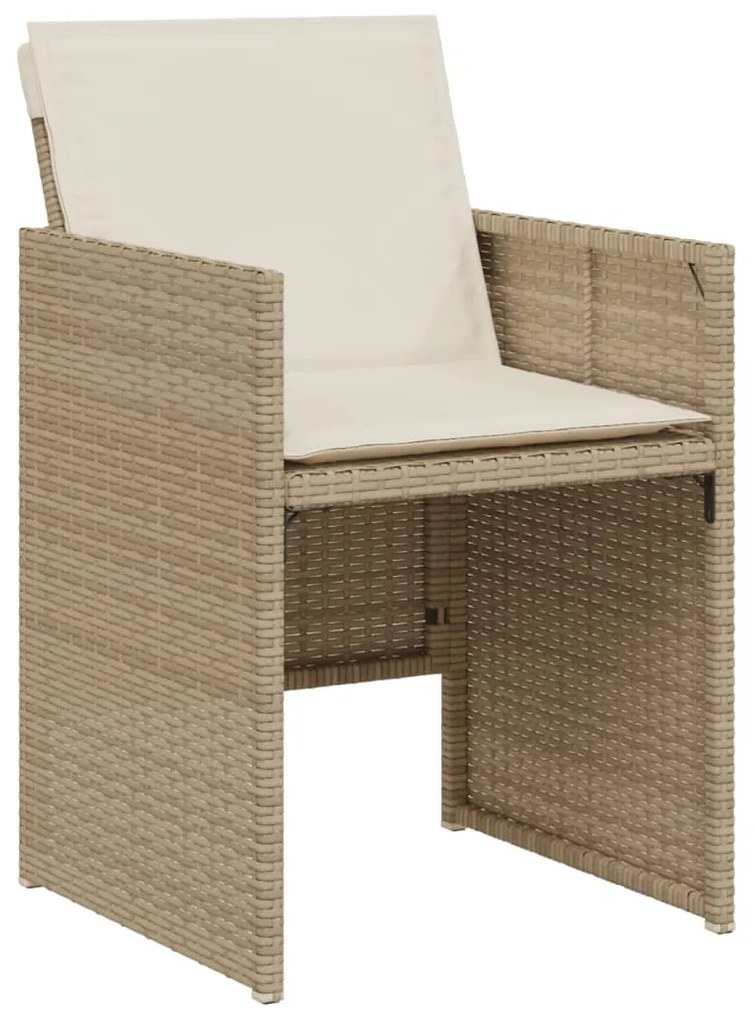 Set da bistrò 3 pz con cuscini beige in polyrattan