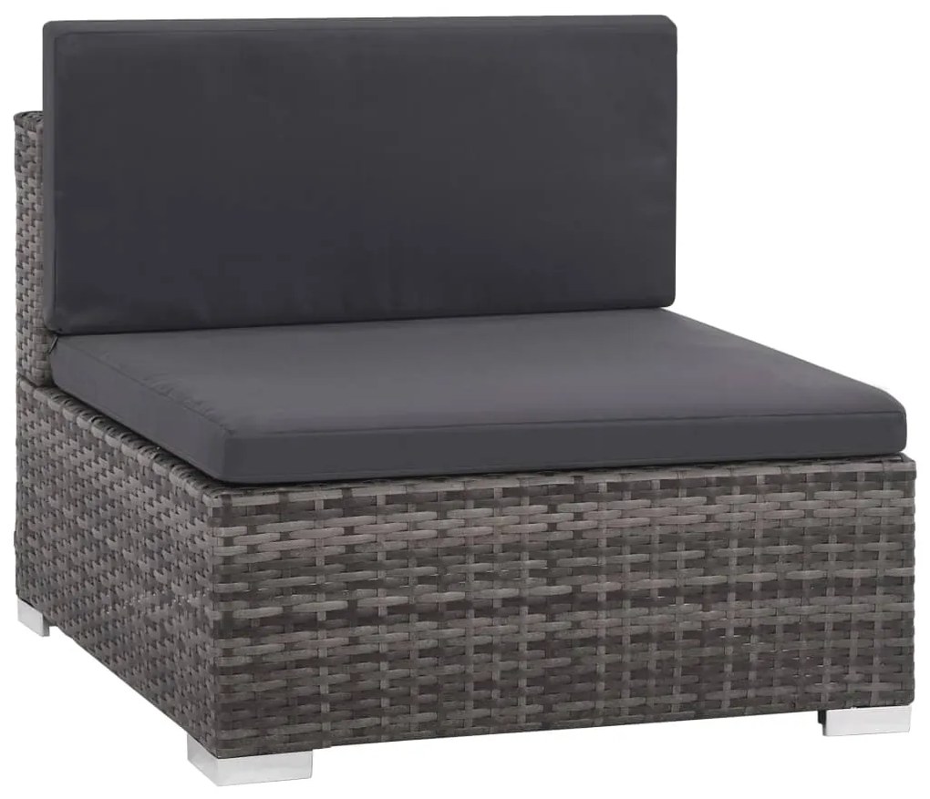 Set Divani da Giardino 8 pz con Cuscini in Polyrattan Grigio