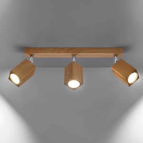 Sollux SL.1037 - Faretto KEKE 3xGU10/40W/230V quercia